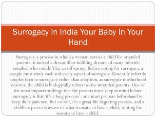 Surrogacy In India Your Baby In Your Hand