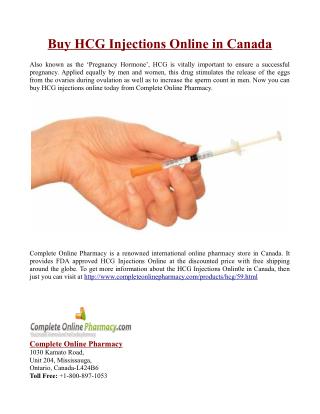 Buy HCG Injections Online in Canada