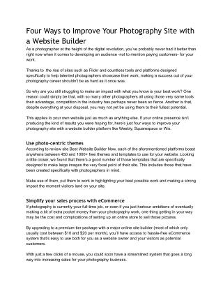 Four Ways to Improve Your Photography Site with a Website Builder