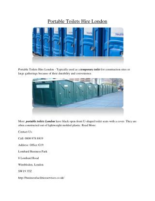 Portable Toilets Hire London