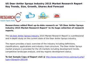 US Deer Antler Sprays Industry 2015 Market Research Report