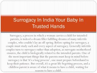 Surrogacy In India Your Baby In Trusted Hands