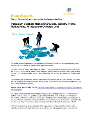 Potassium Sulphate 2015 market Analysis and Forecast