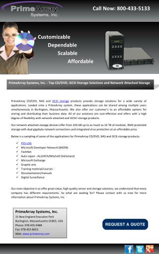 PrimeArray Systems, Inc. - Top CD/DVD, iSCSI Storage Solutions and Network Attached Storage