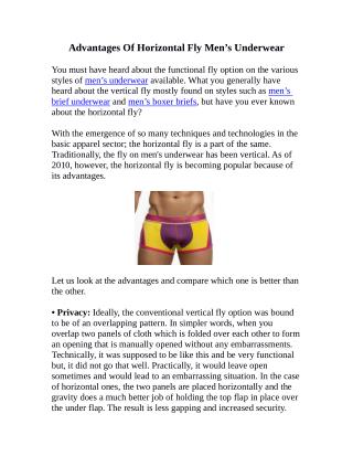 Advantages Of Horizontal Fly Men’s Underwear