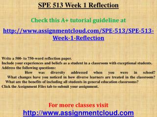 SPE 513 Week 1 Reflection