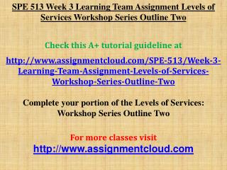 SPE 513 Week 3 Learning Team Assignment Levels of