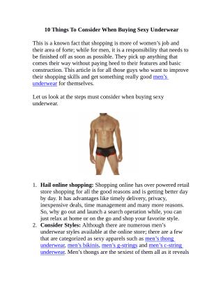 10 Things To Consider When Buying Sexy Underwear