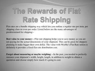 The Rewards of Flat Rate Shipping