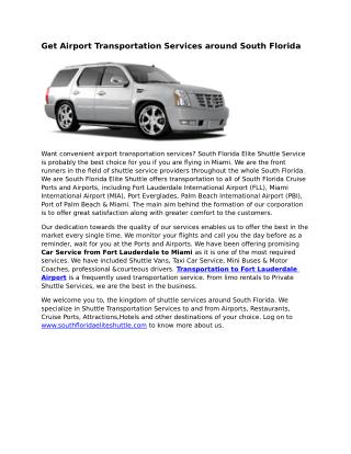 Fort Lauderdale Airport Transportation Services