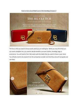 How to Find a Good Ralph Lauren Polo Handbag