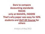 Dare to compare Accounting standards ROCKS only at NAHATA, INDORE That s why paper was easy for NPA students and OUT O