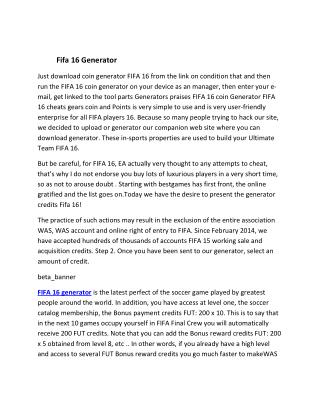 Fifa 16 Generator