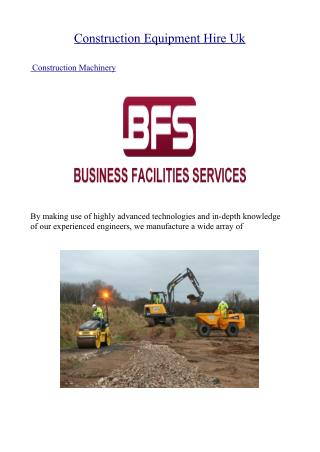 Construction Equipment Hire Uk