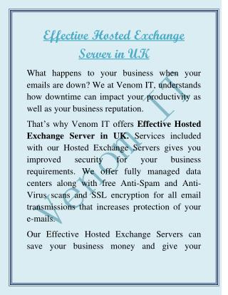 Effective Hosted Exchange Server in UK