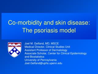 Co-morbidity and skin disease: The psoriasis model