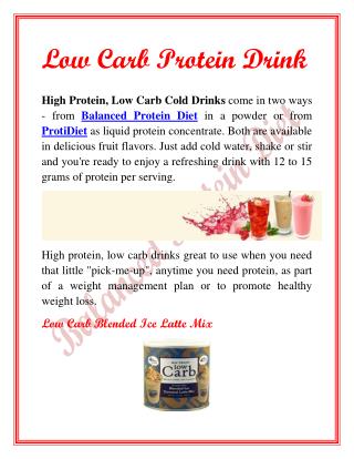 Low Carb Protein Drink