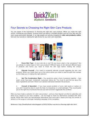 Choosing the Right Skin Care Products