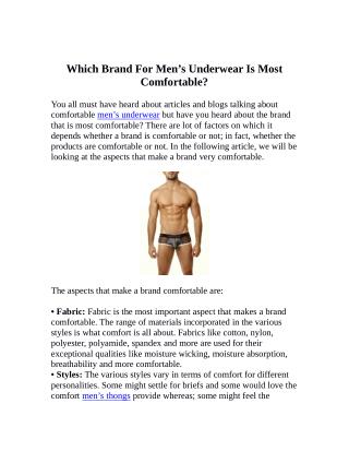 Which Brand For Men’s Underwear Is Most Comfortable?