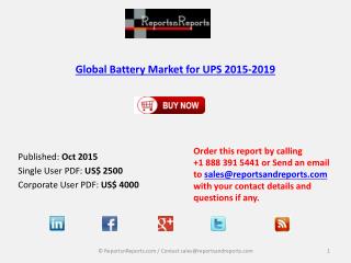 Global Battery Market for UPS 2015-2019