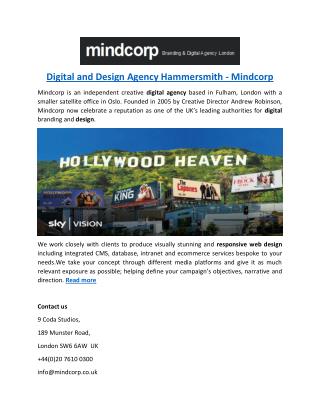 Digital and Design Agency Hammersmith - Mindcorp