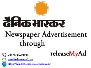Dainik Bhaskar Newspaper Advertisement booking through releaseMyAd