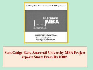 Sant Gadge Baba Amravati University MBA Project reports Starts From Rs.1500/-