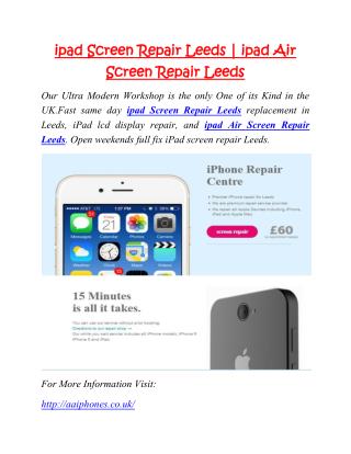 ipad Screen Repair Leeds | ipad Air Screen Repair Leeds