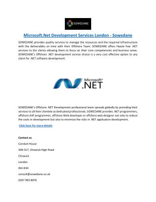 Microsoft.Net Development Services London - Sowedane