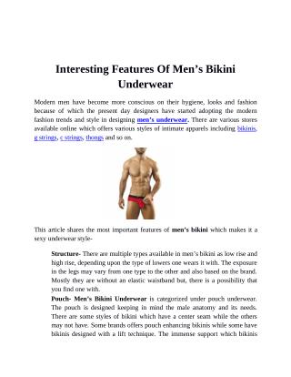 Interesting Features Of Men’s Bikini Underwear