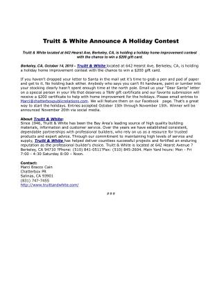 Truitt & White Announce A Holiday Contest