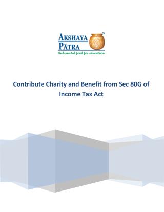 Contribute Charity and Benefit from Sec 80G of Income Tax Act