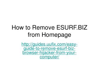 How to Remove ESURF.BIZ from Homepage