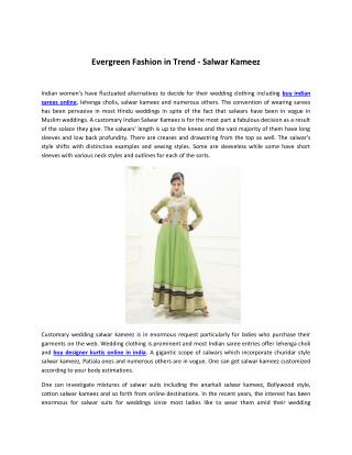 Evergreen Fashion in Trend - Salwar Kameez