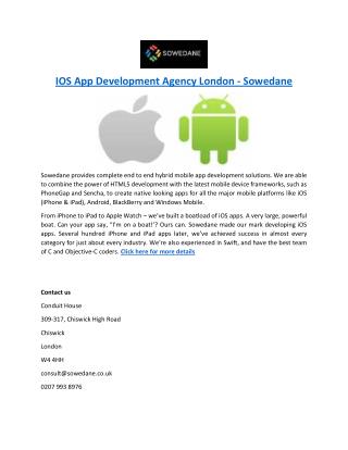 IOS App Development Agency London - Sowedane