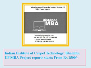 Indian Institute of Carpet Technology, Bhadohi, UP MBA Project reports starts From Rs.1500/-