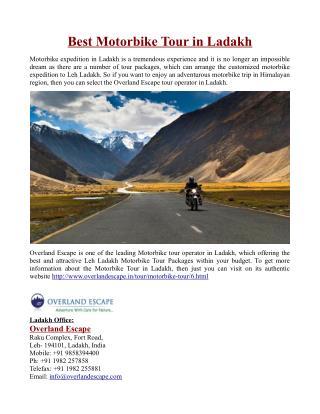 Best Motorbike Tour in Ladakh