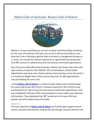 Oldest Club of Australia- Rotary Club of Hobart