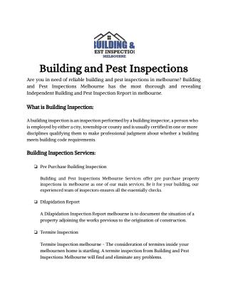 Building and Pest Inspections Melbourne