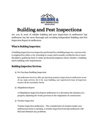 Building and Pest Inspections Melbourne