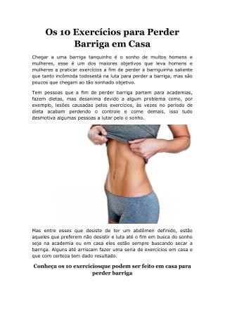 Os 10 exercícios para perder barriga em casa