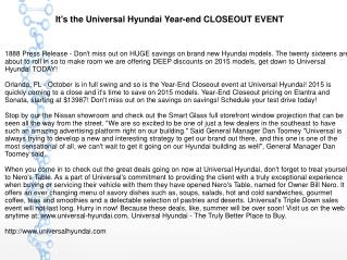 It's the Universal Hyundai Year-end CLOSEOUT EVENT