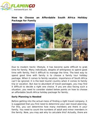How to Choose an Affordable South Africa Holiday Package for Family