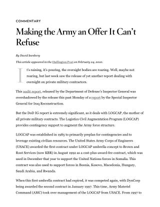 Blog 123 DOD IG Making the Army an Offer It Can't Refuse _ Cato Institute