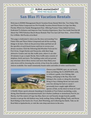 San Blas Fl Vacation Rentals