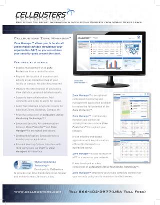 Cellbusters Zone Manager - Cell Phone Detection Solution