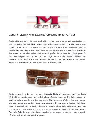 Genuine quality and exquisite crocodile belts for men