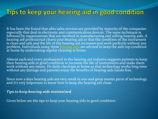 Tips to keep your hearing aid in good condition