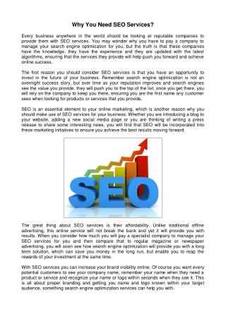 Why You Need SEO Services?