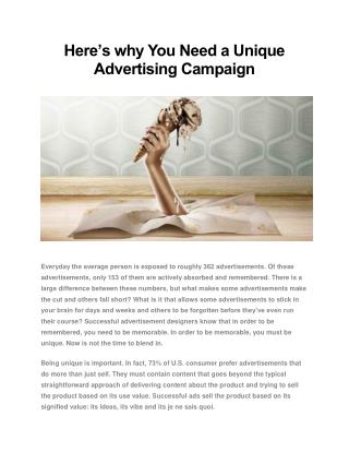 Here’s Why You Need a Unique Advertising Campaign